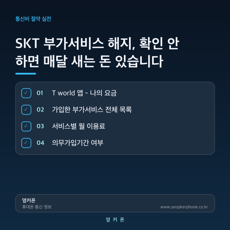SKT 부가서비스 해지, 확인 안 하면 매달 새는 돈 있습니다