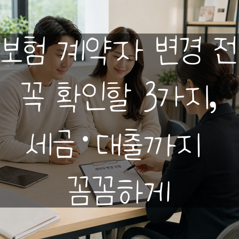 보험 계약자 변경 전 꼭 확인할 3가지, 세금·대출까지 꼼꼼하게｜대구 보험설계사 지역 경계....