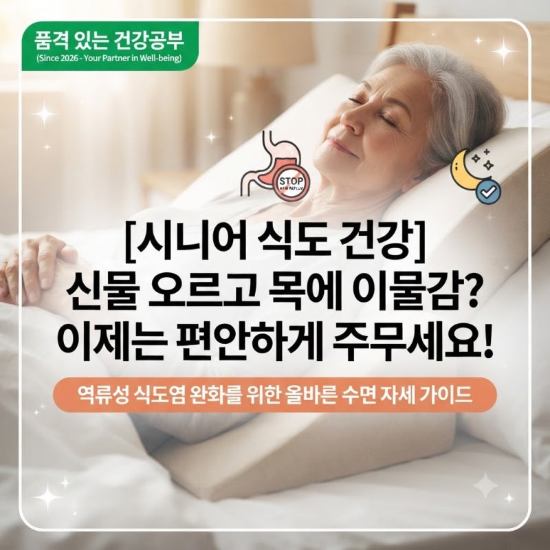 [시니어 식도 건강] 신물이 넘어오고 목에 이물감이 들 때, 역류성 식도염 완화를 위한 수면 ....