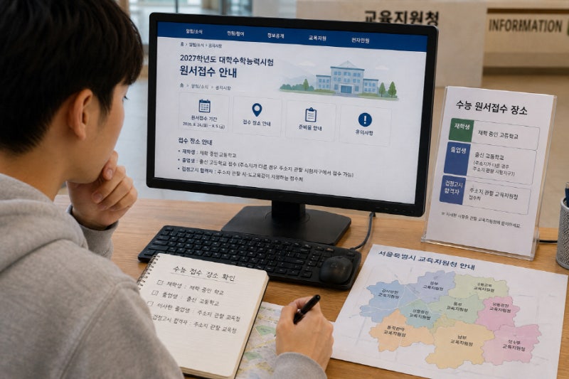 2027 수능 원서접수 장소 어디서? 재학생·졸업생·검정고시생 접수처