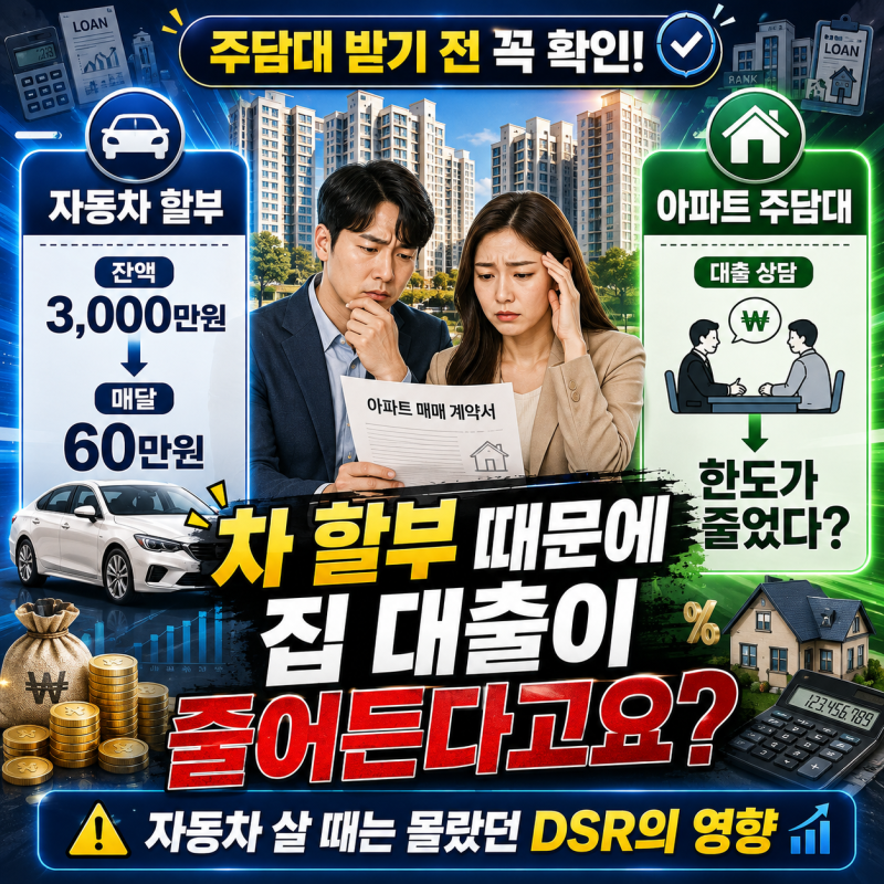 자동차 할부가 주담대 한도에 미치는 영향｜DSR 반영 여부와 대출 전 확인사항