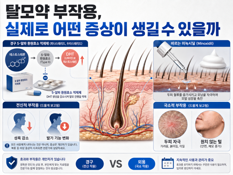탈모약 부작용, 실제로 어떤 증상이 생길 수 있을까