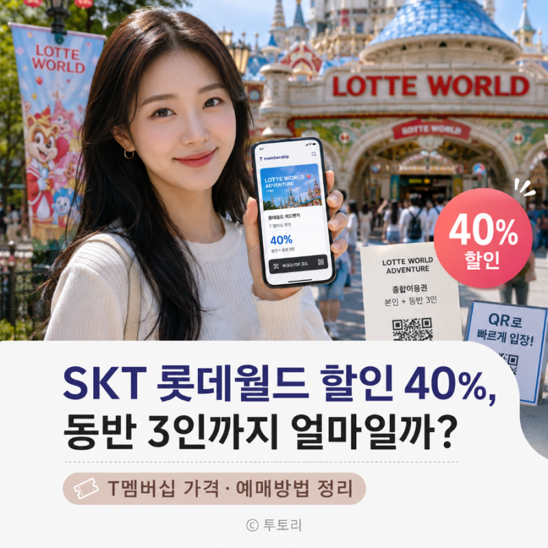 SKT 롯데월드 할인 40%, 동반 3인까지 얼마일까? T멤버십 가격·예매방법 정리