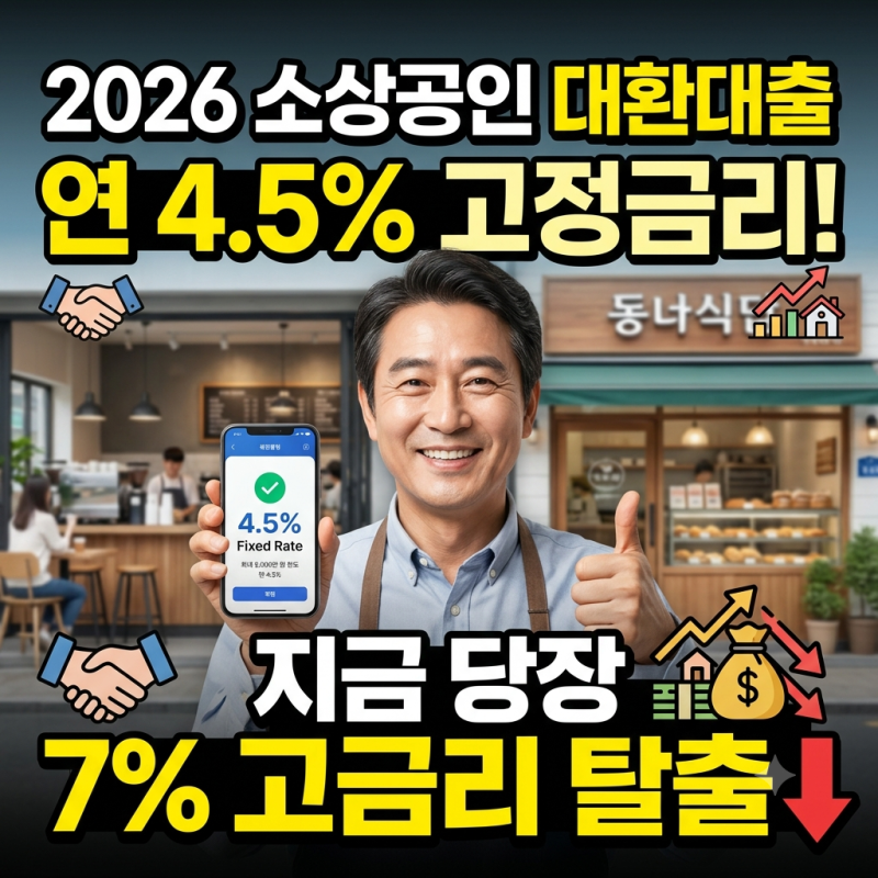 2026 소상공인 대환대출 신청 조건 및 4.5% 금리 대상자 확인법