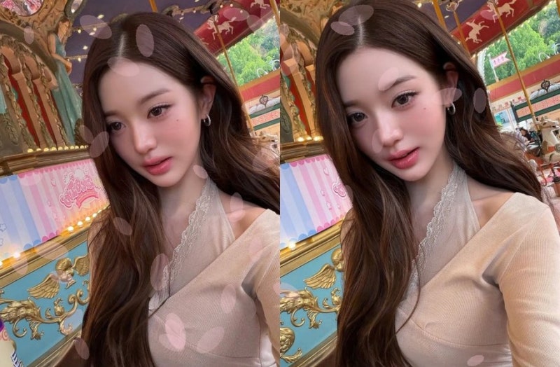 장원영 놀이공원 사진, '8등신 인증'인가 '과한 치장'인가…팬들 갑론을박