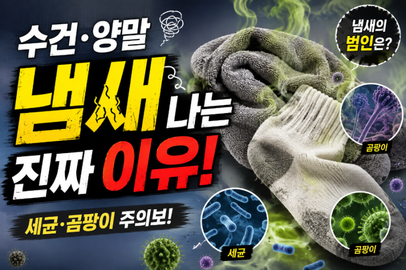 [살림꿀팁] 냄새 나는 수건·양말 완벽 살균 세탁법 (※락스 탈색 주의!)