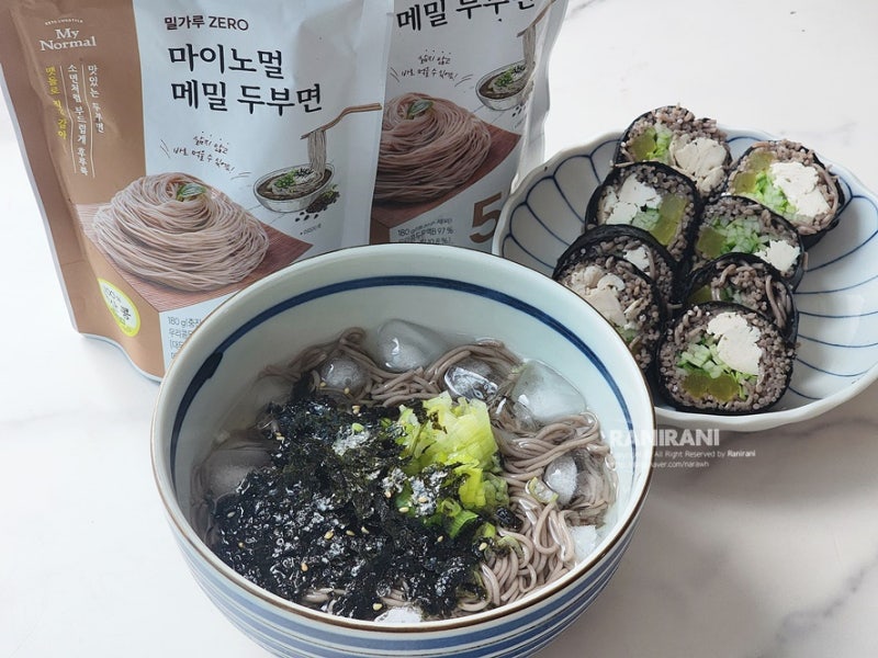 칼로리 낮은 두부면요리 마이노멀 메밀 두부면 활용한 메밀김밥 메밀소바 만들기