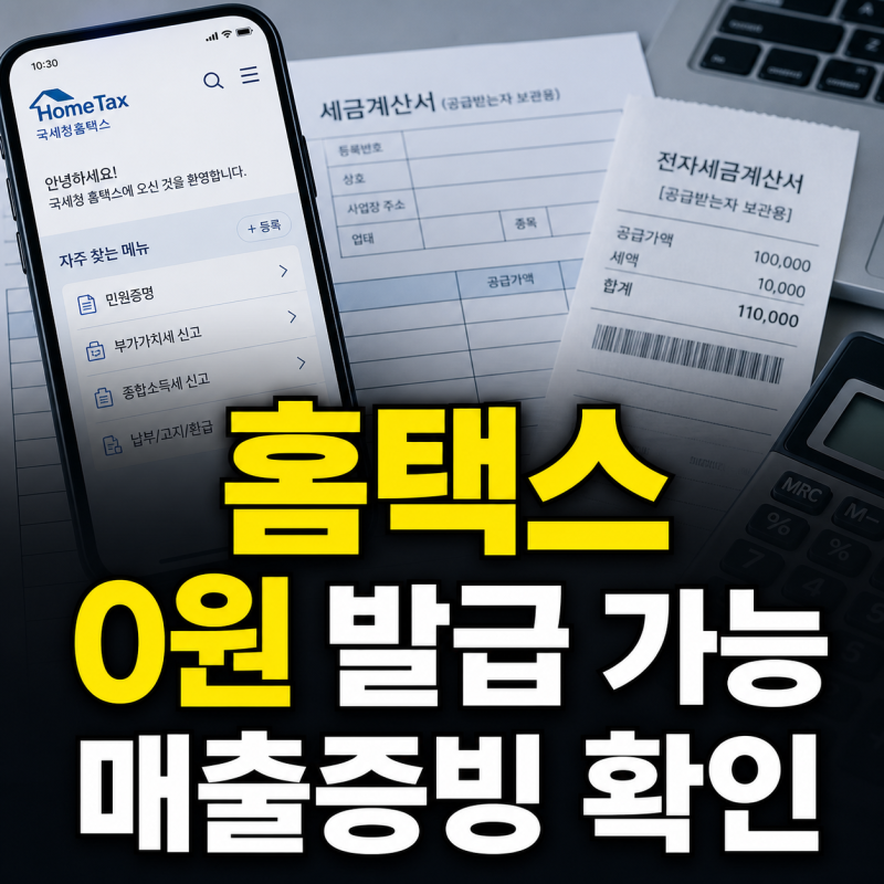 홈택스 부가가치세 과세표준증명원 0원 발급과 매출증빙