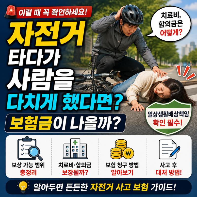 자전거 타다가 사람을 다치게 했다면 보험금이 나올까?