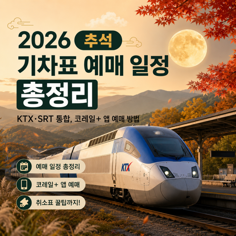 2026 추석 기차표 예매 일정 총정리 | KTX·SRT 통합, 코레일+ 앱 예매 방법