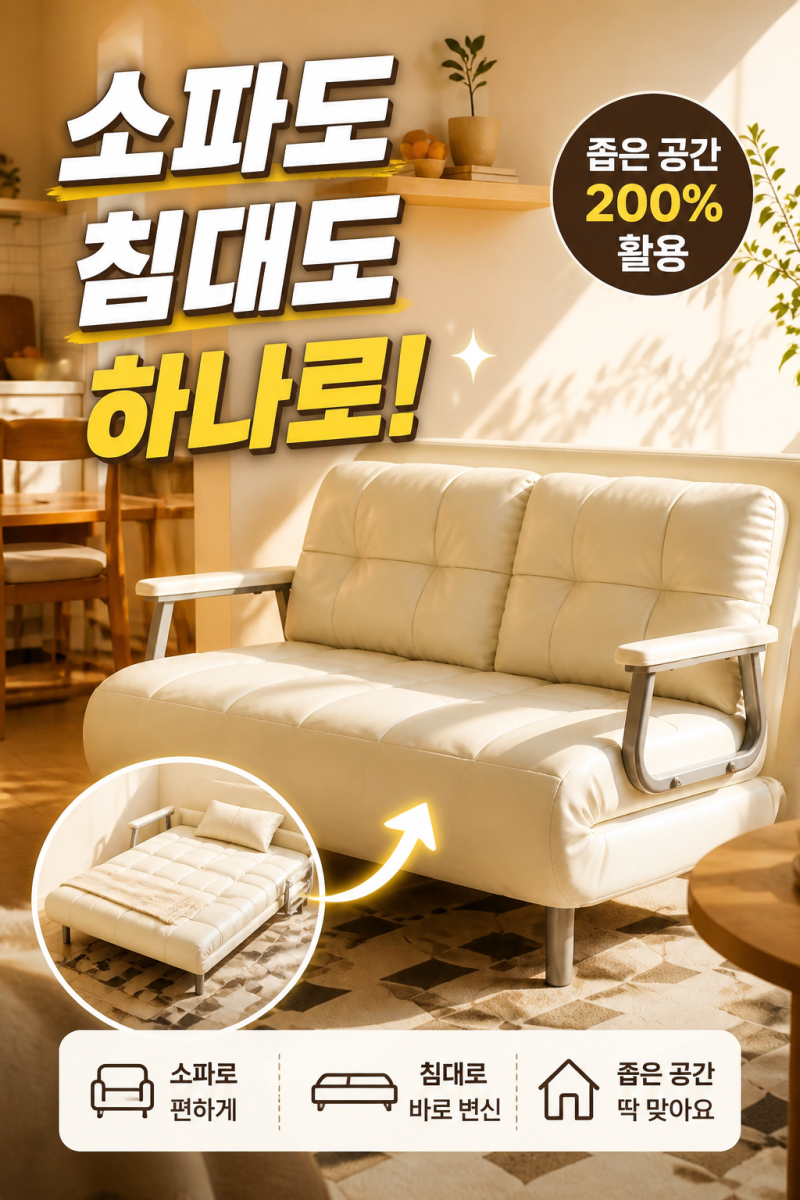 [인테리어 꿀템] 소파랑 침대 둘 다 못 놓을 때 (접이식 소파베드 후기)
