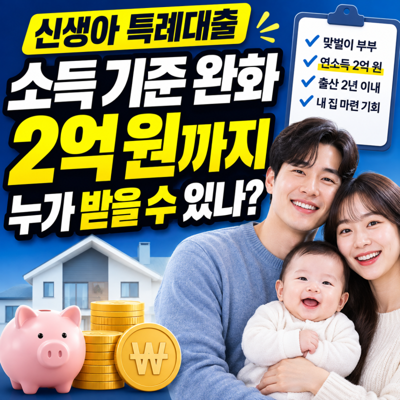 신생아 특례대출 소득 기준 완화, 2억 원까지 누가 받을 수 있나?
