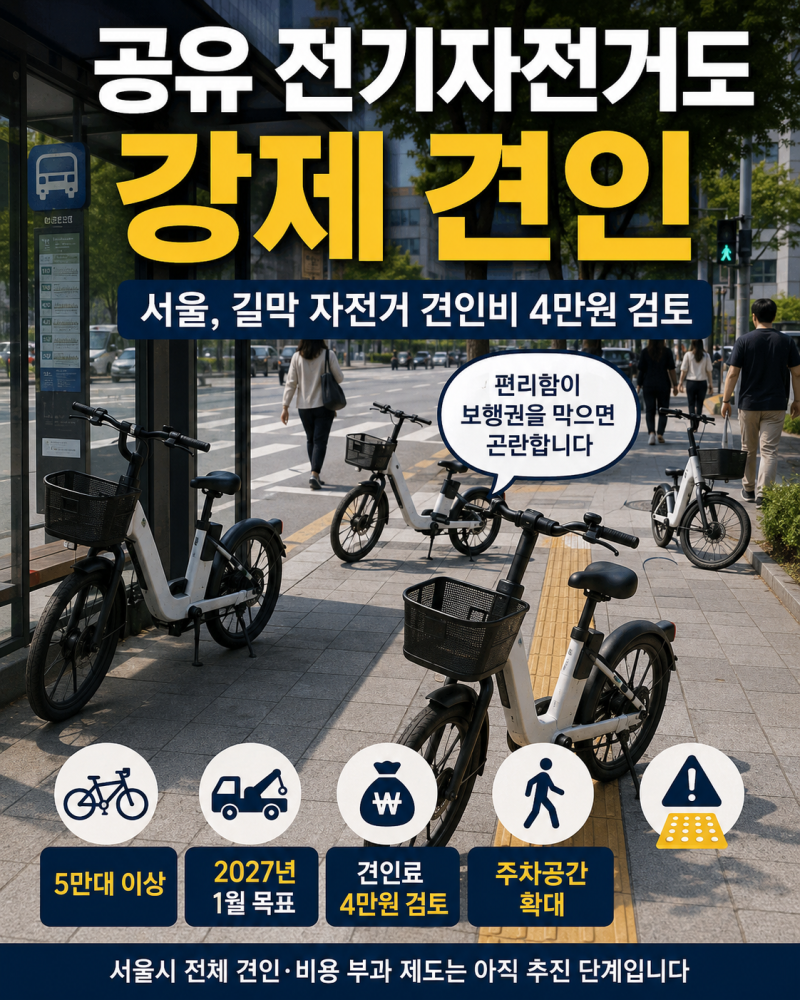 공유 전기자전거도 강제 견인한다…서울 ‘길막 자전거’ 견인비 4만원 검토