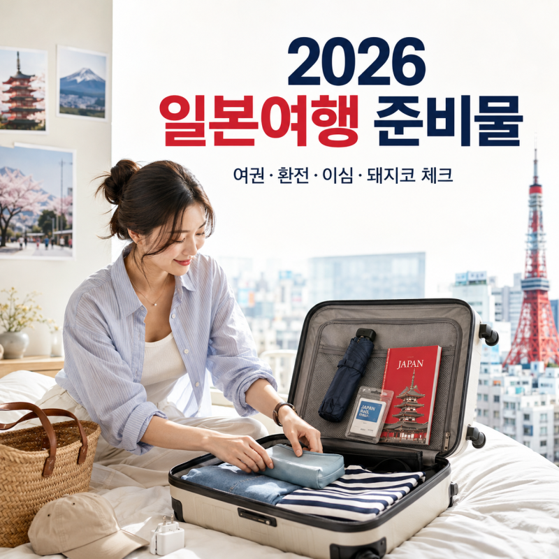 2026 일본여행 준비물 체크리스트｜여권·비짓재팬웹·환전·이심·돼지코까지