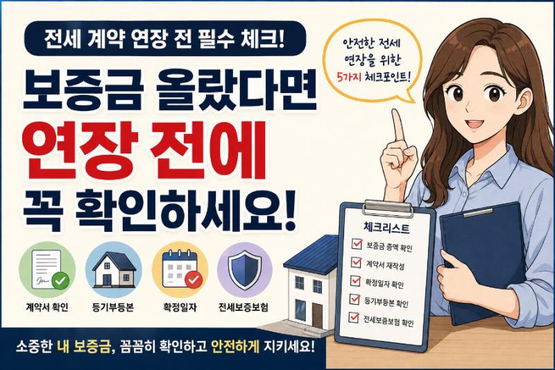 전세 계약 연장할 때 꼭 확인하세요｜보증금 증액·묵시적 갱신·확정일자 총정리