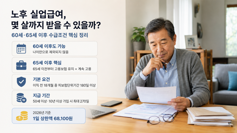 노후 실업급여, 몇 살까지 받을 수 있을까? 60세·65세 이후 수급조건과 금액 총정리