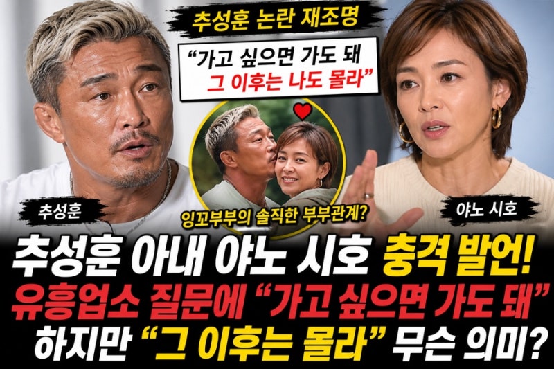 “가고 싶으면 가도 돼”…추성훈 아내 야노 시호, 유흥업소 질문에 뜻밖의 답변 “그 이후....