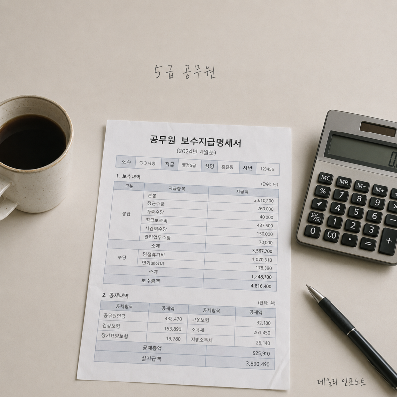“5급인데 1호봉 기본급이 289만원?”… 2026년 5급 공무원 연봉·실수령액