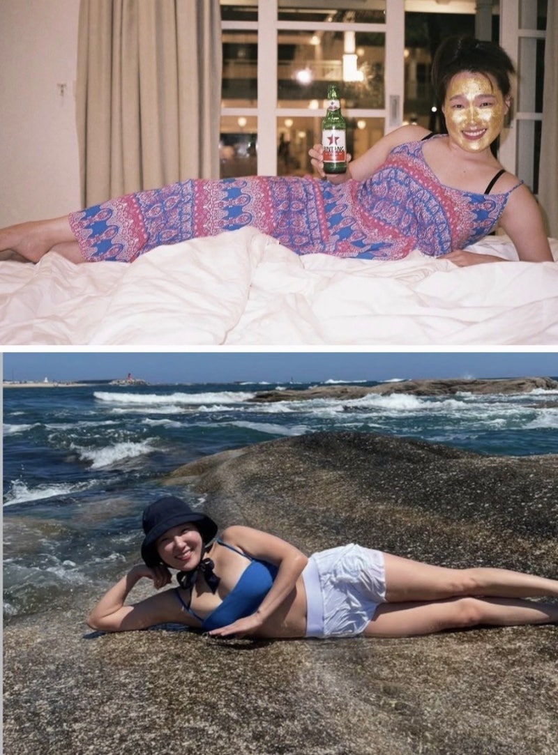 이은지 10kg 감량 후 수영복 근황, 바다 물놀이에 제대로 빠졌다