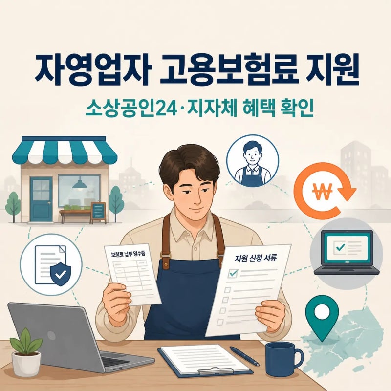 자영업자 고용보험료 지원 신청 방법: 소상공인24·지자체 추가 지원 확인