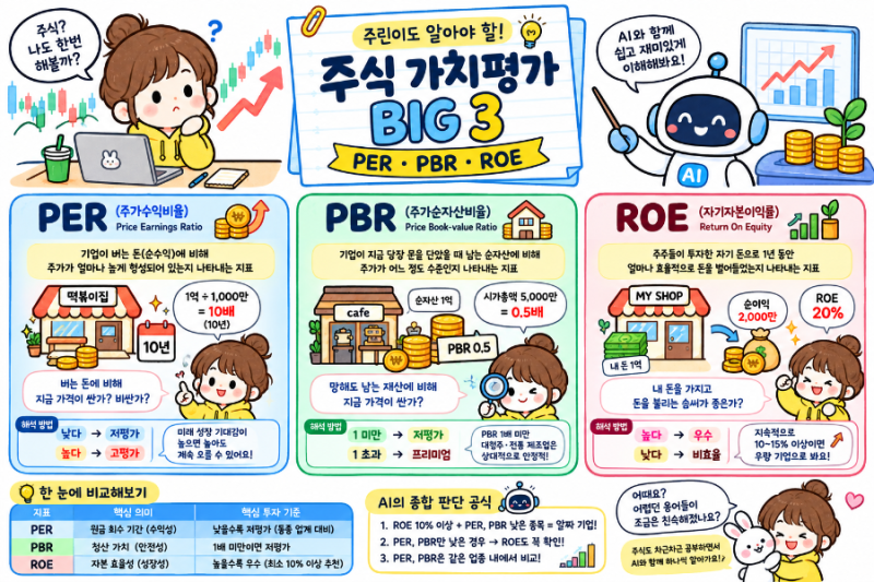 주린이 필독 Big3 핵심지표 정리 주식용어 PER, PBR, ROE 뜻
