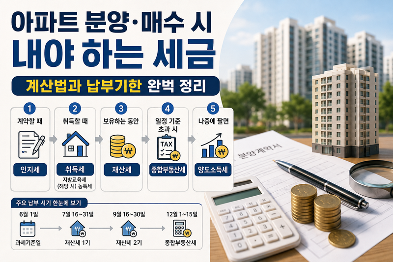 아파트 취득세 계산 방법과 납부기한 | 분양·매매시 재산세·종부세까지