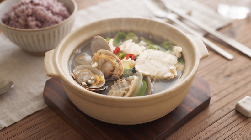 지방 없는 저칼로리 해장식, 바지락 맑은 순두부탕