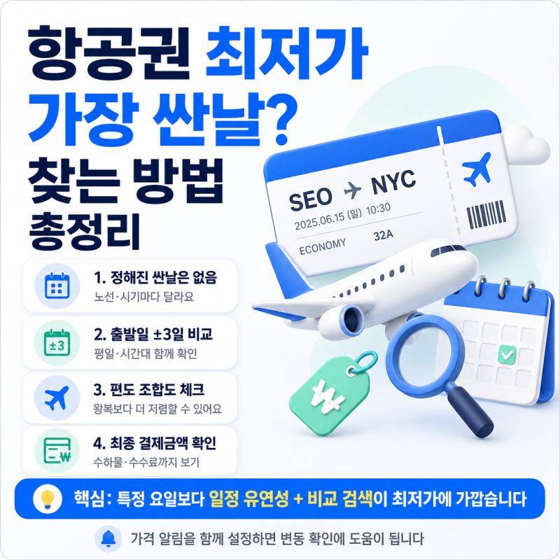 항공권 최저가 가장 싼 날은 언제? 비행기표 싸게 찾는 방법 총정리!