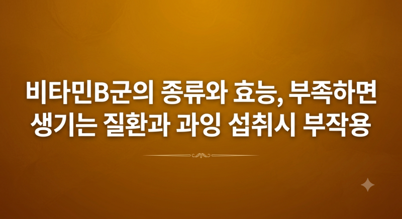 비타민B군의 종류와 효능, 부족하면 생기는 질환과 과잉 섭취시 부작용
