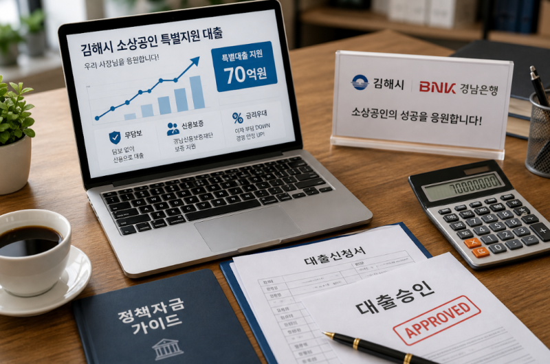 [김해시 소상공인 주목] 담보 없어도 OK! 70억 원 규모 무담보 특별대출 조건 및 신청방법 총정....