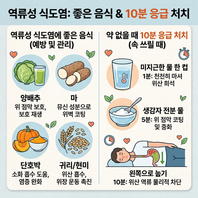 역류성 식도염 좋은 음식, 속 쓰릴 때 약 없이 10분 만에 속 달래는 응급 음식!