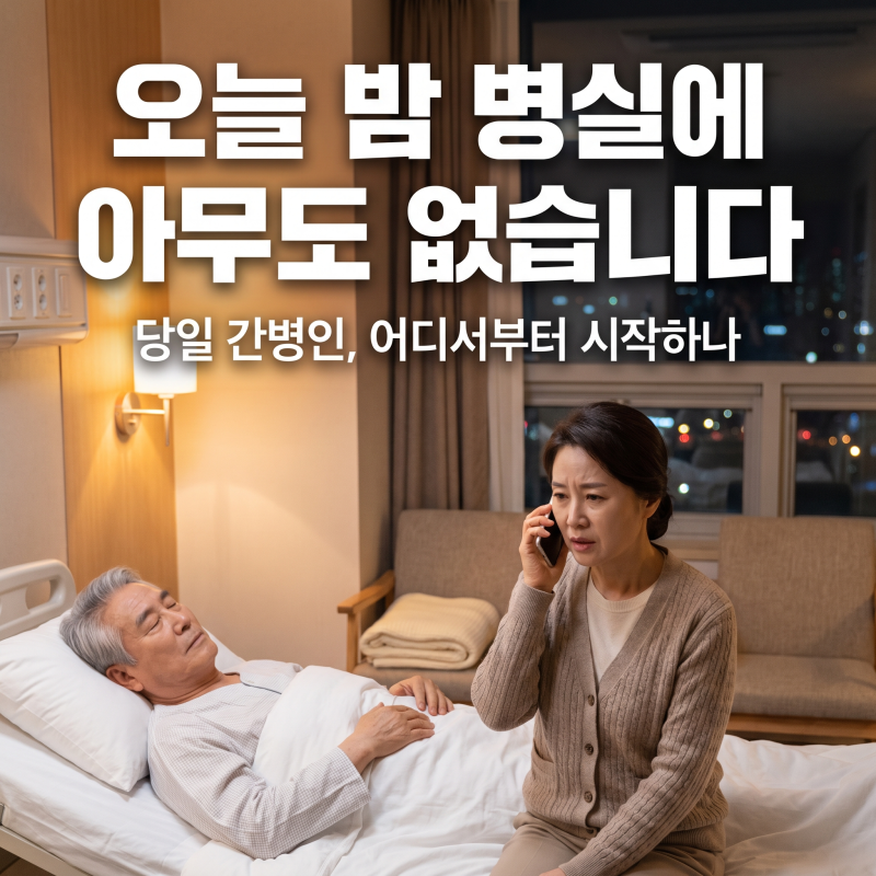 당일 간병인 구하기, 오늘 밤까지 될까요?