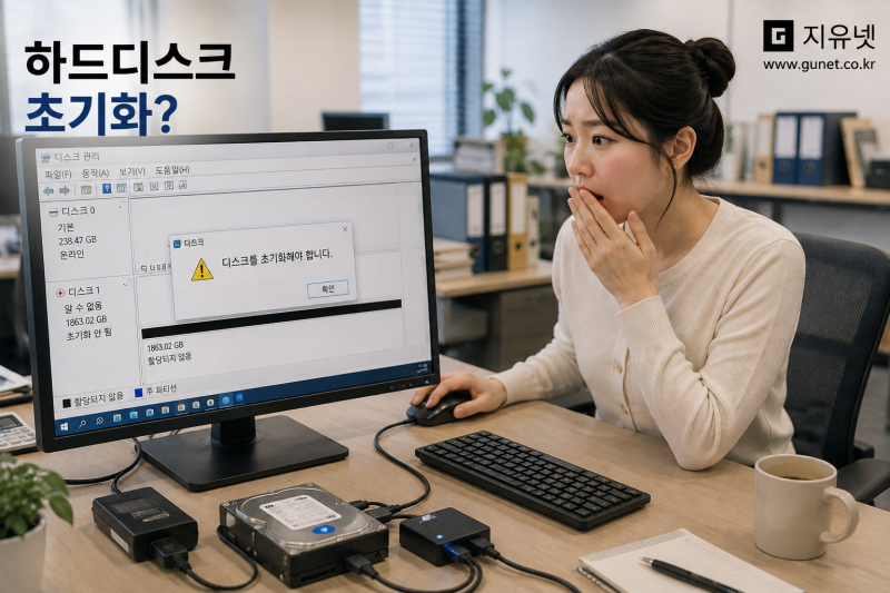 예전에 쓰던 하드디스크를 연결했는데 초기화하라고 뜬다면, 바로 눌러도 될까?