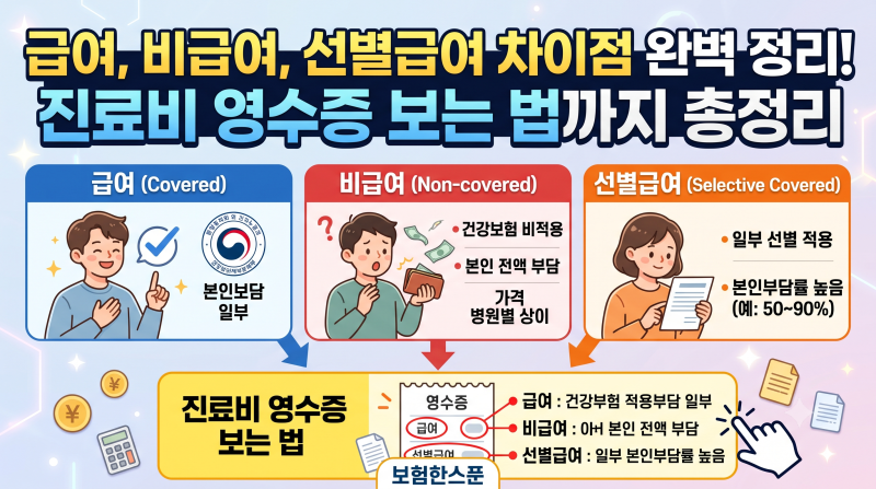 급여, 비급여, 선별급여 차이점 완벽 정리! 진료비 영수증 보는 법까지 총정리