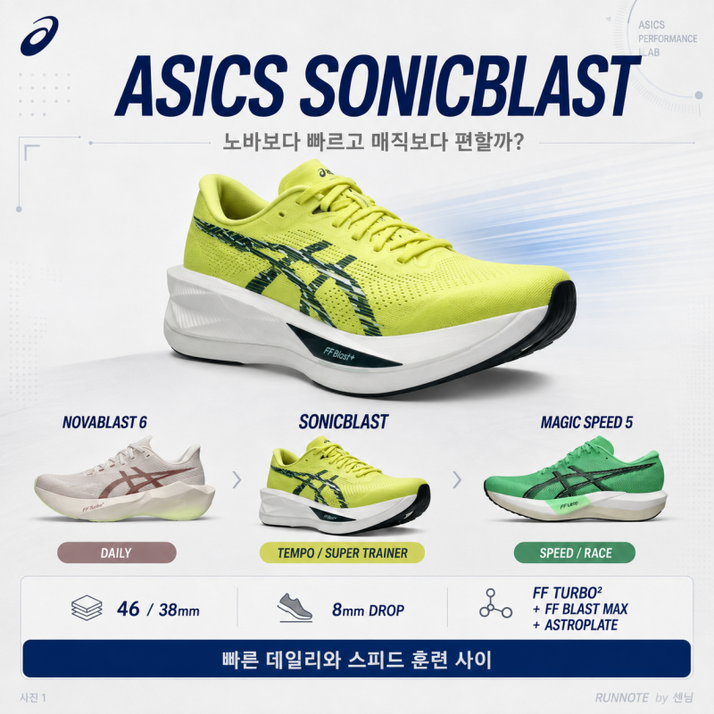 아식스 소닉블라스트 심층 분석｜노바블라스트보다 빠르고 매직 스피드보다 편할까?