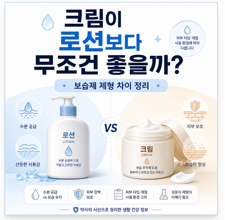 크림이 로션보다 무조건 좋을까? 보습제 제형 차이 정리