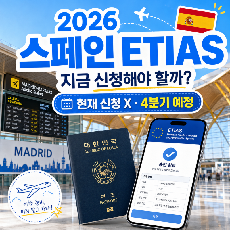 2026 스페인 ETIAS 한국인 입국조건｜신청시기·20유로 비용·EES 차이 총정리