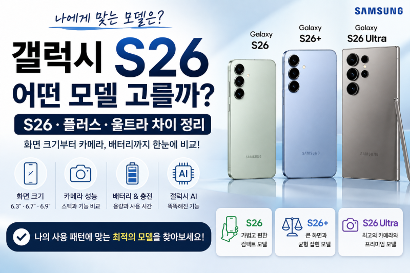갤럭시 S26 어떤 모델 고를까? S26·플러스·울트라 차이 정리