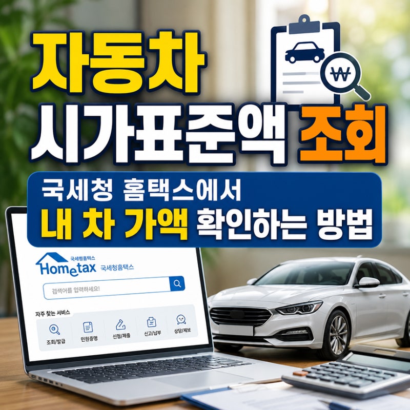 자동차 시가표준액 조회, 국세청 홈택스에서 내 차 가액 확인하는 방법