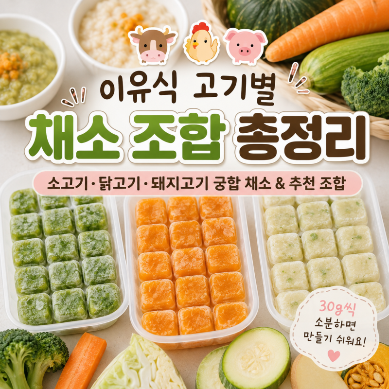 아기 이유식 고기별 채소 궁합｜소고기 닭고기 돼지고기 조합 총정리