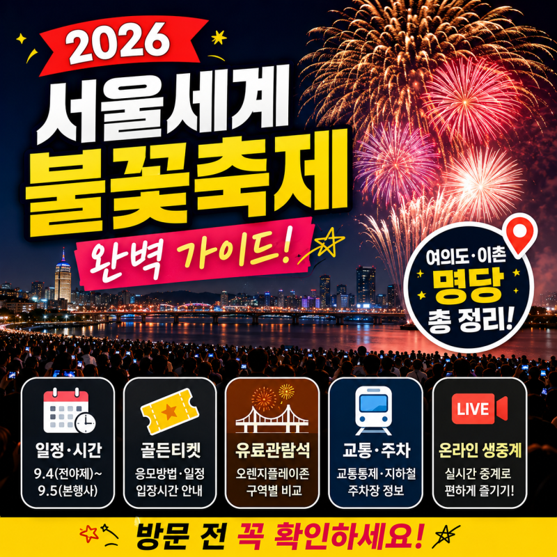 2026 서울세계불꽃축제 일정·시간·명당·자리잡기·골든티켓 총정리