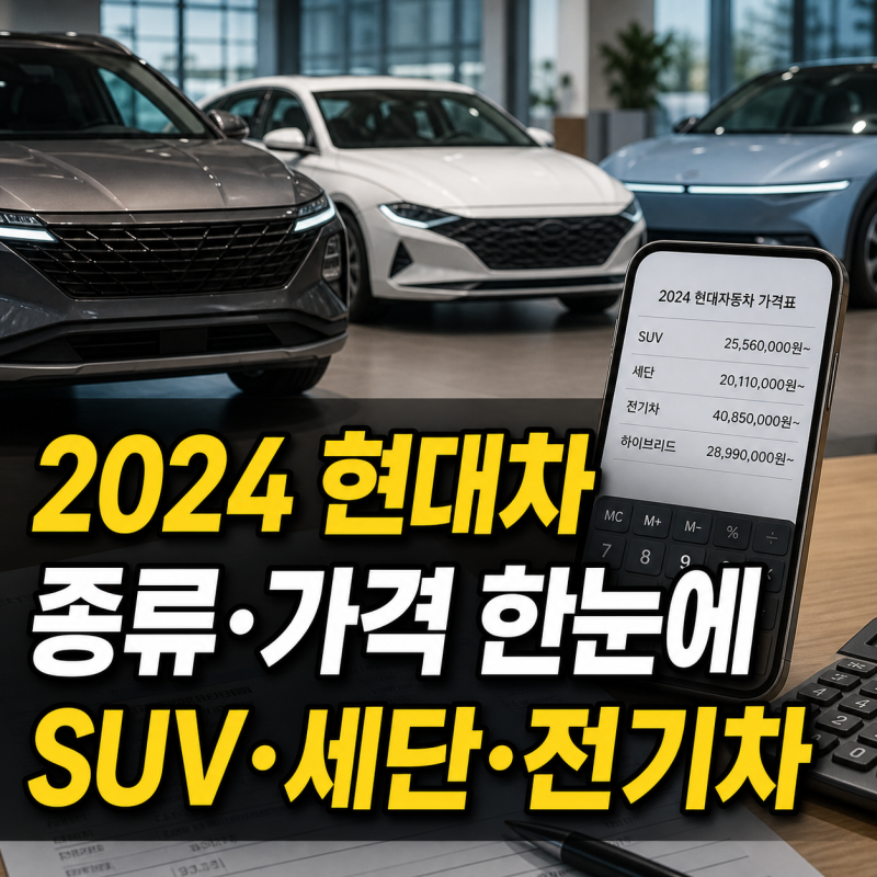 2024 현대차 종류와 가격 한눈에 정리 SUV·세단·전기차