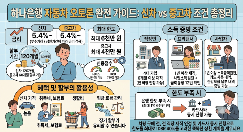 하나은행 120개월 자동차할부 조건｜DSR 40% 이내라면 먼저 확인해야 할 이유