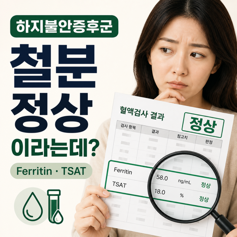 하지불안증후군인데 철분검사는 정상이라네요, 그래도 철분이 부족할 수 있을까요?