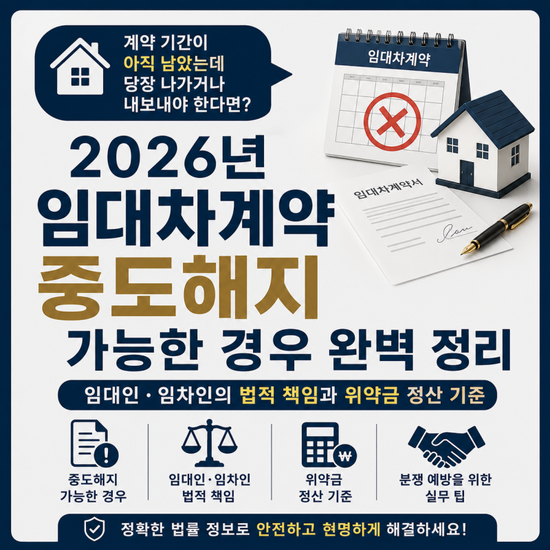 계약 기간이 아직 남았는데 당장 나가거나 내보내야 한다면? 2026년 임대차계약 중도해지 가....