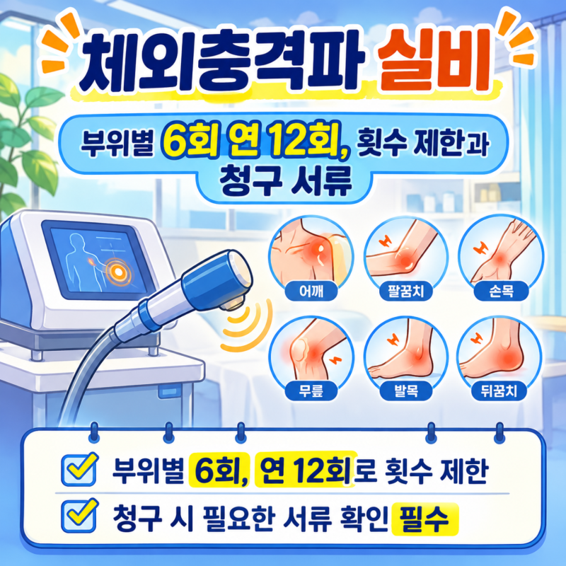 체외충격파 실비 부위별 6회 연 12회, 횟수 제한과 청구 서류