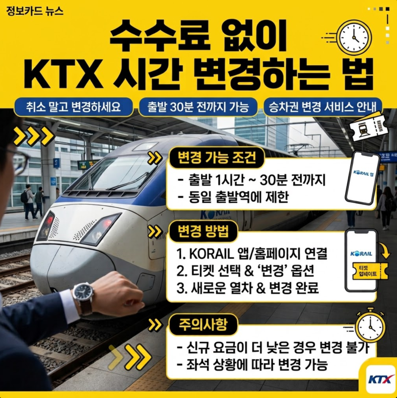 KTX 시간 변경 수수료 있을까? 취소 없이 바꾸는 방법