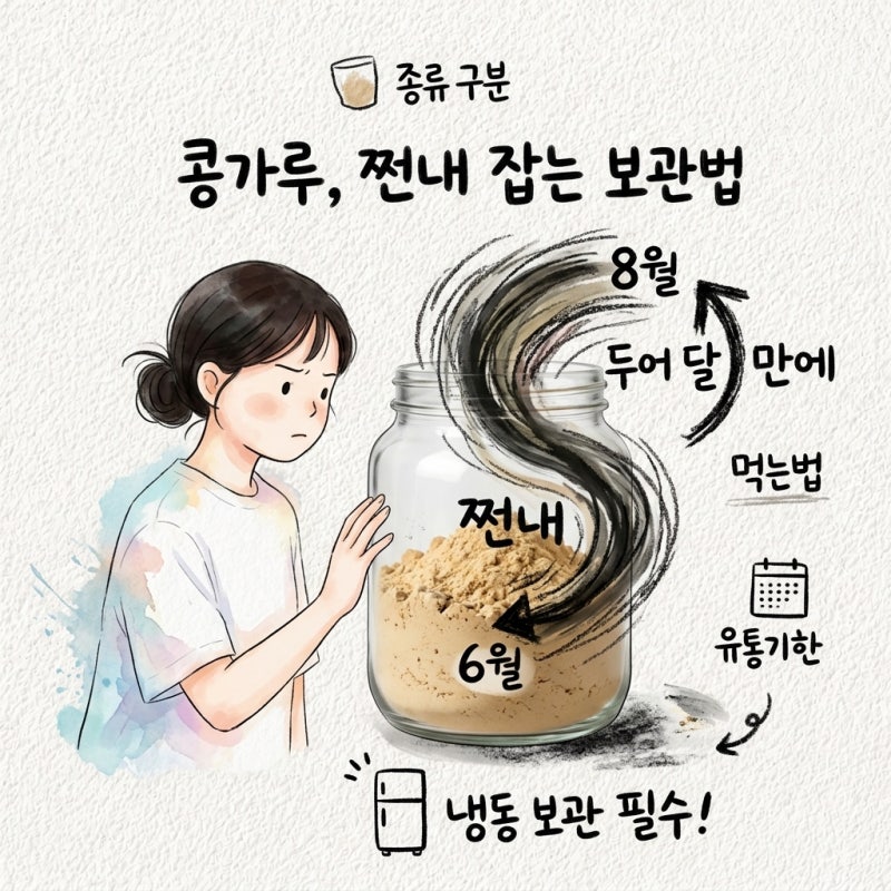 실온에 두면 두어 달 만에 쩐내 남 콩가루 보관법 잡고 나서 종류 구분 먹는법 유통기한