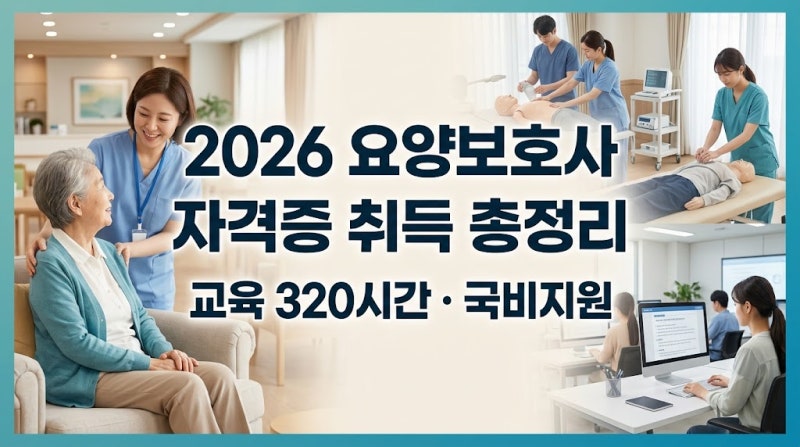 2026년 요양보호사 자격증 취득방법: 교육시간 320시간·CBT 시험·국비지원 총정리