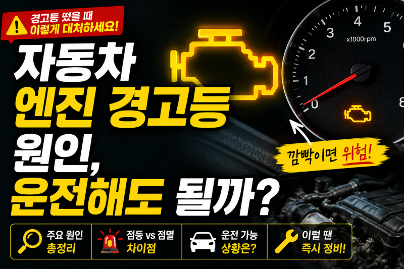 자동차 엔진 경고등 원인, 불 들어오면 운전해도 될까?